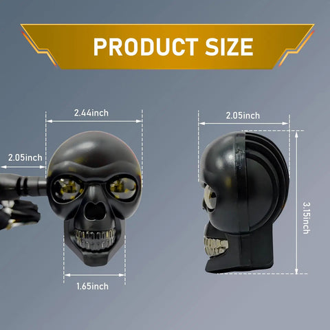 2 Pieces LED Motorcycle Turn Signal Lights With Skull Design Waterproof Blinkers Indicator 10mm Mount Size Chart