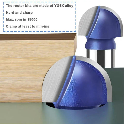 Core Box Router Bit Set Four Pieces Pro Grade With One Quarter Inch Shank And Cutting Diameters for fluting on wood