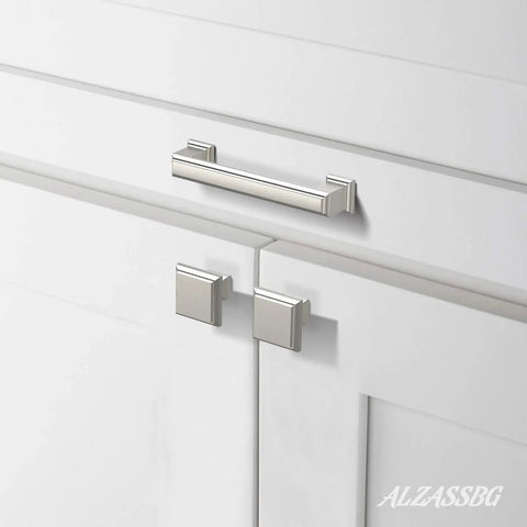 10 Pack Brushed Satin Nickel Cabinet Knobs 1.3 Inch Square Kitchen Cabinet Hardware Knobs For Cabinets And Drawers