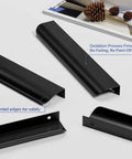 Beefy 3 Inch Black Finger Pull Handles for Cabinets and Dresser Drawers Edge Pulls Aluminum Alloy Hardware detailed view