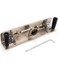 Rock Solid Angle Adjustable Sharpening Jig For Handheld Insert Grinder And Belt Sander with dual grips and turnbuckle lock.