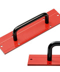12 Inch 16 Gauge Steel Sheet Metal Folding Tool With Grips For Standing Seam Roofing Panels Drip Edge Bender Handy Tool For HVAC Applications And Pipe Fitting Red, showing tool with black grip handle.