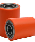 2Pcs Load Wheel Set Replacement For Toyota 8HBW23 Electric Pallet Jack Lift Truck. Heavy duty orange nylon casters with steel hub.