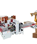 Effortless Box Sealer Machine For Fast Carton Sealing, Heavy Duty Sealing Equipment With Simple Operation And Adjustable Speed, Built For Fulfillment Centers, Warehouses, And Small Business Shipping Needs, white conveyor line with robotic arm and cartons