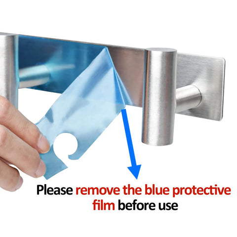 Stainless Steel Wall Mount Coat Hooks Set With Three T Shaped Hooks For Coats Bags Towels And Accessories Heavy Duty Rust Proof Wall Hanger Easy To Install Silver Finish with protective film being removed