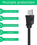 Heavy Duty Replacement Power Cord For Electric Circular Saws Featuring Pure Copper Conductors And Durable Synthetic Jacket, straight plug image.