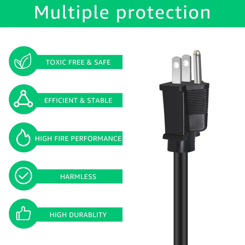 Heavy Duty Replacement Power Cord For Electric Circular Saws Featuring Pure Copper Conductors And Durable Synthetic Jacket, straight plug image.