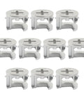 10 Piece Furniture Cam Lock Kit With 15 By 12 Mm Cam Nuts for Cabinet Woodworking Projects Easy Peasy Assembly shown in silver zinc finish.