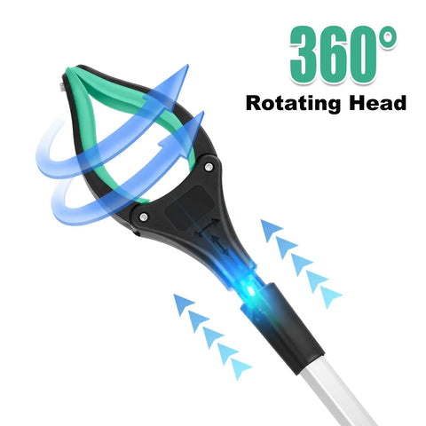 Two Pack 32 Inch Folding Reacher Tool With Rotating Jaw And Magnetic Grip, 360 Degree Anti Slip Grabber For Indoor And Outdoor Cleanup, Trash Picker, Lightweight Durable Pick Up Stick In Blue And Green