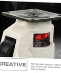 Close-up of Heavy Duty Swivel Leveling Caster showing adjustable plate mount, ideal for industrial furniture.