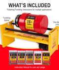15 Pound Rock Tumbler Kit With Grit Included, Heavy Duty Rock Polisher Machine For Adults, Large Capacity Tumbler with yellow frame
