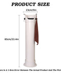 Slick Black Espresso Dump Bin, Detachable Vertical Coffee Grounds Bucket, 85cm tall, 23cm wide, white with brown towel.