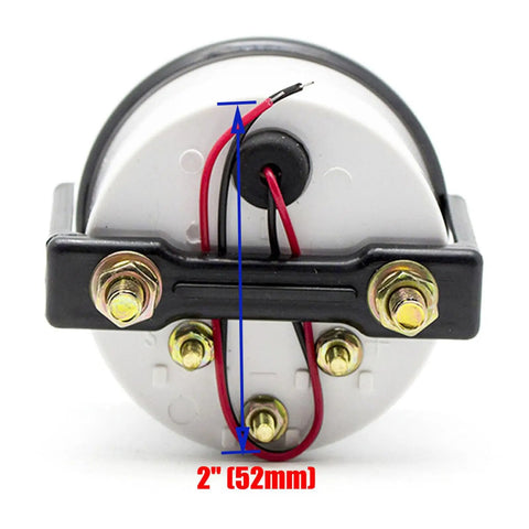 Back view of 12V 52mm Fuel Level Gauge Sending Unit with 240-33 Ohm Sensor showing dimensions and wiring connectors.