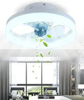 Low Noise Bladeless Ceiling Fan With Lights Remote Control Dimmable LED Three Color Temperatures shown in a modern room