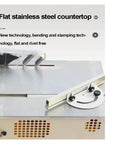 Portable Table Saw With Dustproof Shroud, Precision Angle Tilting, showcasing a flat stainless steel countertop and bevel settings.