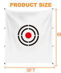Portable Golf Target Cloth 5x6 ft with bullseye for backyard driving range practice. Improve swing accuracy and aim in practice sessions.