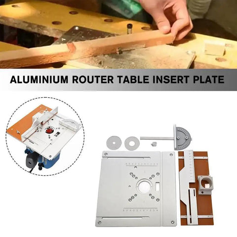 Rock Solid Aluminum Router Table Insert With Easy Peasy Flip Miter Guide For Solid Wood Milling And Rip Through Precise Cuts On Any Custom Workbench Board Station, showing plate and components.