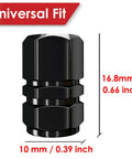 Heavy Duty Tire Valve Caps 12 Pack With O Ring Seal, Hexagon Design, Lightweight Aluminum Alloy Black dimensions