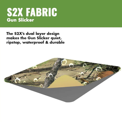 S2X fabric detail of Heavy Duty Weatherproof Long Rifle And Shotgun Slicker All Weather Rain Guard Alpine Mountain Camo