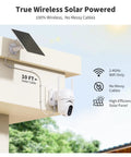 Solar Outdoor Wireless Security Camera With Twelve 500 Lumen LED Spotlights 2K 360 Degree View Color Night Vision PIR Motion Detection