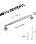 Product measurements and screws for 10 Pack Zinc Alloy Offset Curved Drawer Pulls 6.3 Inch Brushed Nickel Cylindrical Cabinet Handles.