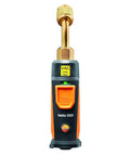 552i Wireless Digital Vacuum Probe For HVAC Systems With IP54 Protection And 45 Degree Service Port, Bluetooth Vacuum Gauge For Top Notch AC And Refrigeration Evacuation, App Enabled With Real Time Measurements. Wireless Testo 552i vacuum probe with brass 45° service port and orange grip.