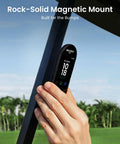 Handheld Golf GPS Rangefinder With 43000 Preloaded Courses No Monthly Fees magnetic mount in use on golf cart post