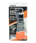 Front view of Visbella black RTV silicone gasket maker tube, 3.7 oz in blister pack