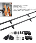 6.6Ft Rolling Library Ladder Hardware Kit with Floor Roller and Brake, Heavy Duty Carbon Steel, includes 3.3Ft sections