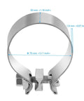 Front view of Six Pack 3 Inch Stainless Steel Exhaust Clamp For Butt Joint Pipes, Heavy Duty No Fuss Muffler Seal Band Clamp, rust resistant
