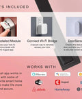 Slick Motorized Touchscreen Keypad Smart Deadbolt August Connected With Wifi Bridge components, including pre-installed module and DoorSense.