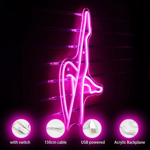 Pink Neon Leg Light Sign USB Powered For Bedroom Decor Bar Man Cave Hotel Dorm Room Wall Decor LED Neon Sign Easy Plug In