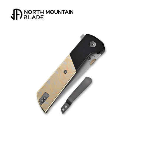 Chop2 Folding Pocket Knife With 3.35 Inch Tanto SLD Steel Blade And Copper Layer Accents Aluminum Handle folded view