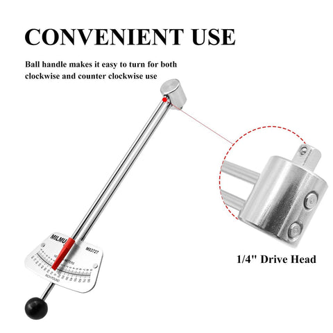 MILMUMU 1/4-inch drive beam torque wrench with sliding scale gauge, chrome metal body and 1/4-inch drive head