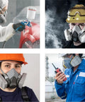 Pro Grade All In One Reusable Half Face Respirator Kit with Safety Glasses and Replacement Filters Built for Gas Fumes Painting Sanding