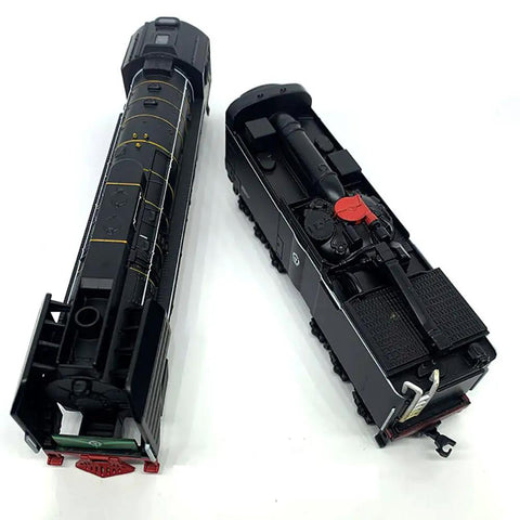 Vintage HO Scale Steam Locomotive Model Train With Black Body And Red Wheels Green Accents 13 Inch Long Realistic Detail