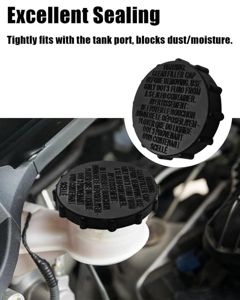 Ford Brake Master Cylinder Fluid Reservoir Cap Replacement BRFC4 Easy Install black cap on vehicle tank port