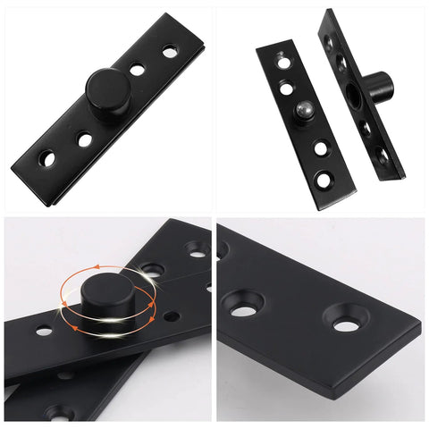 Two Pack 360 Degree Concealed Door Hinge Set In Black Stainless Steel Pivot Hinge For In Wall TV Swivel And Camper Playscape Doors