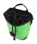 5L Waterproof Rock Climbing Tool Bag With Adjustable Waist Belt, green PVC, drawstring top view for outdoor use