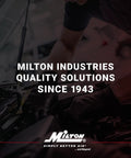 Milton S-928 tire pressure gauge branding image with Milton Industries logo on a dark workshop background.