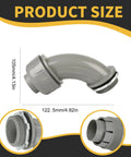Tough As A Nail Ninety Degree Conduit Connectors built heavy, 1.25 inch grey nylon fitting with rubber gasket.