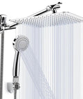 8 Inch High Pressure Rainfall Shower Head and Handheld Combo With 11 Inch Extension Arm No Leak Chrome Shower Set With Holder Hose