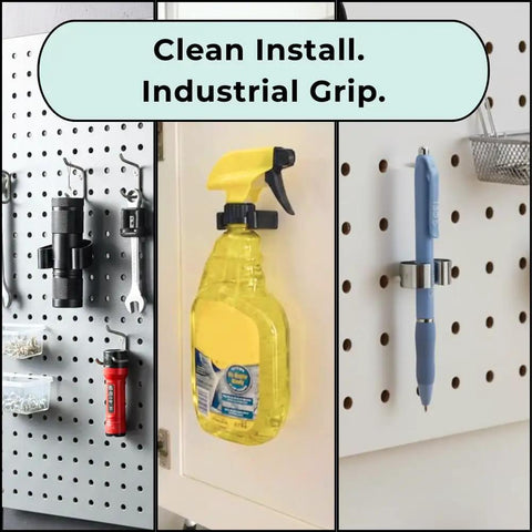 Rock Solid Spring Grip Clips 6 Pack Heavy Duty Steel Pegboard Organization For Flashlights And Cables Holds 3/4 To 1 1/8 Inch With Screws White Top Shelf Made In Usa Works Like A Charm Easy Hang Keeps Shop Neat