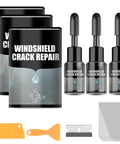Pro Windshield Crack Repair Kit With Upgraded 2026 Resin, Fast Quick Fix For Auto Glass Chips And Cracks, bottles and tools visible