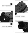 Heavy Duty Folding Cabinet Hinges Eight Piece Kit Smooth Swinging Action shown from multiple angles, highlighting sturdy black metal design.