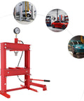 10 Ton Hydraulic Benchtop Press With Gauge For Basement Workshops H Frame Shop Press Adjustable Bench Top Hydraulic Press in red