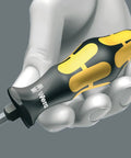 Hand holding Kraftform Plus 932 A Slotted Screwdriver 9mm Head 6 Inch Blade Length with ergonomic handle and impact cap