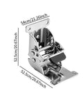 2 Pack Folding Furniture Leg Hinges Brackets Self Locking 0-90-180 Degree Multipurpose in Silvery Metal Finish with dimensions