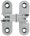 Concealed Mortise Hinge For Cabinets And Small Doors, Satin Chrome Zinc Finish, 1-3/4 in Leaf Height, 1/2 in Leaf Width, Four Hole Mount