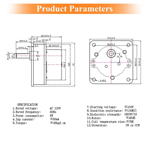 Technical diagram of Auger Feed Motor Replacement 812-4421 Easy Swap Direct Fit for accurate sizing and specifications.